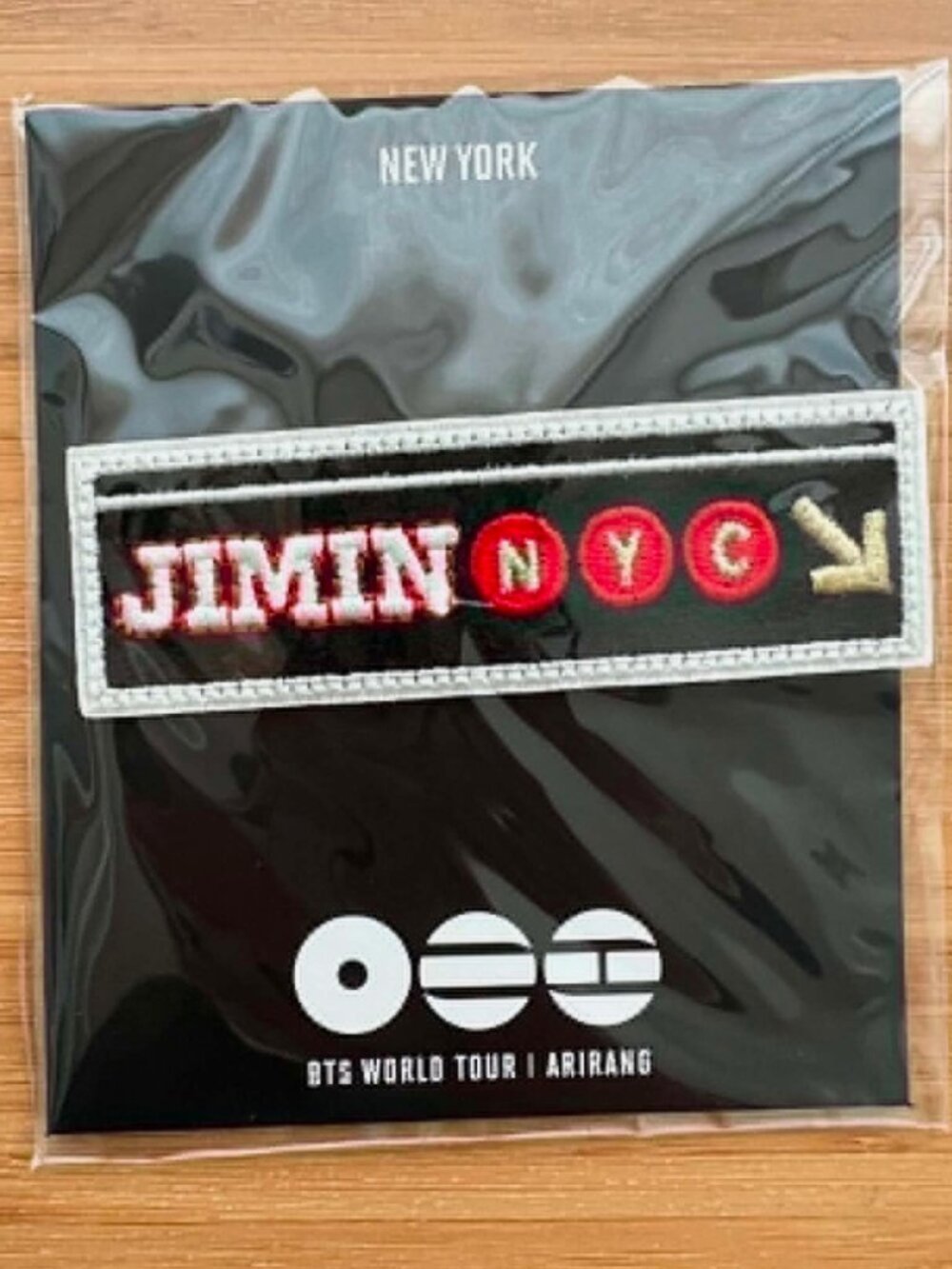 Exclusive BTS Arirang New York NYC Pop Up Embroidered Patch Clip Pin - Jimin